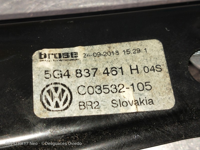 Recambio de elevalunas delantero izquierdo para volkswagen golf vii lim. bluemotion referencia OEM IAM 5G4837461H C03532105 5P