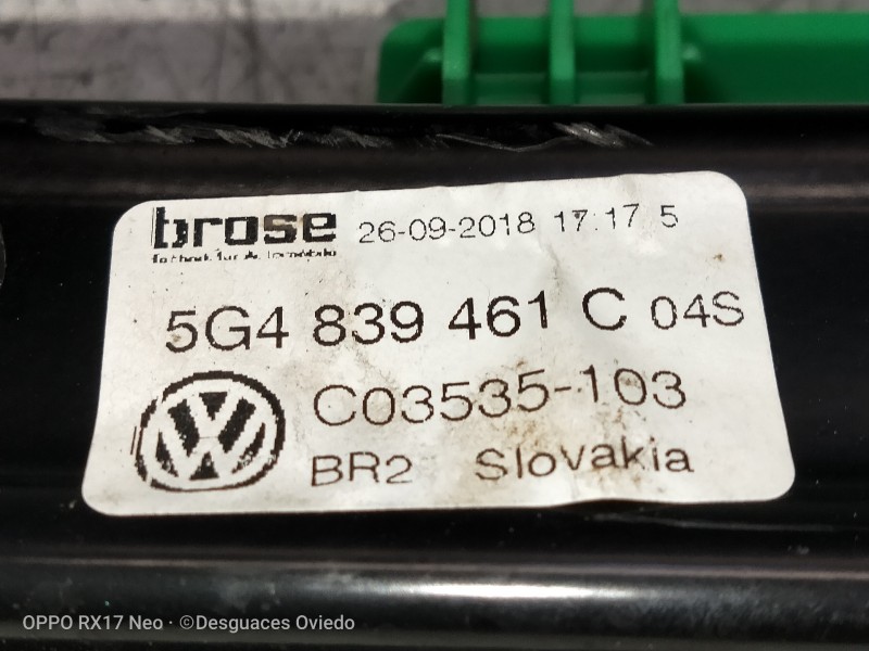 Recambio de elevalunas trasero izquierdo para volkswagen golf vii lim. bluemotion referencia OEM IAM 5G4839461C C03535103 5P