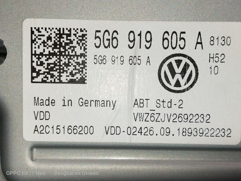 Recambio de pantalla multifuncion para volkswagen golf vii lim. bluemotion referencia OEM IAM 5G6919605A A2C15166200 