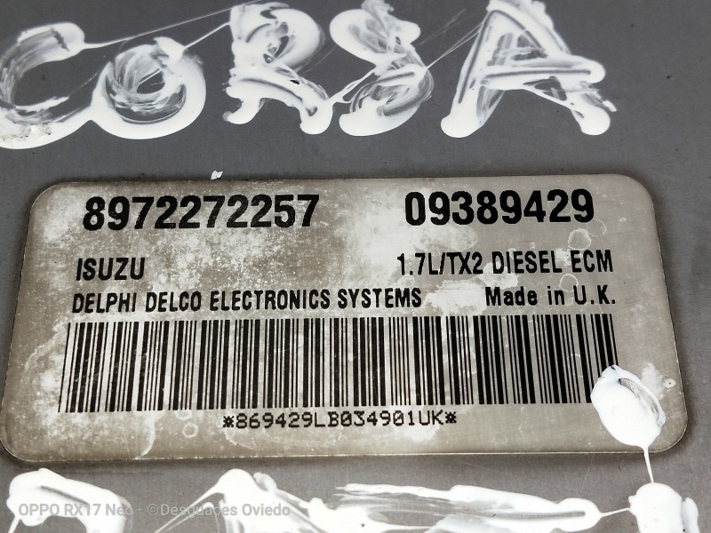 Recambio de centralita motor uce para opel corsa c joy referencia OEM IAM 8972272257 09389429 