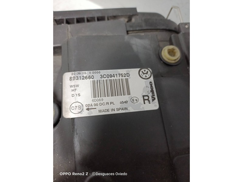 Recambio de faro derecho para volkswagen passat variant (3c5) advance referencia OEM IAM 3C0941752D 89312660 