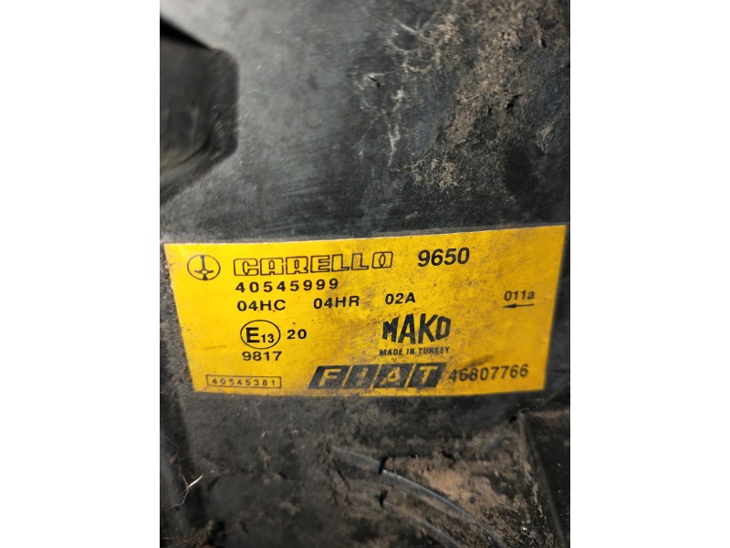 Recambio de faro derecho para fiat doblo cargo (223) 1.9 d furg. referencia OEM IAM   