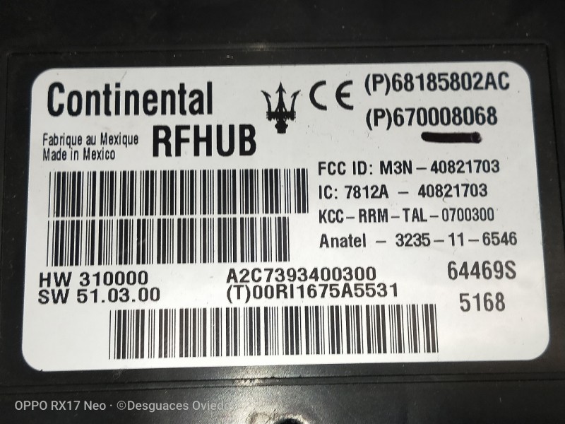 Recambio de modulo electronico para maserati ghibli diesel referencia OEM IAM 68185802AC 670008068 A2C7393400300