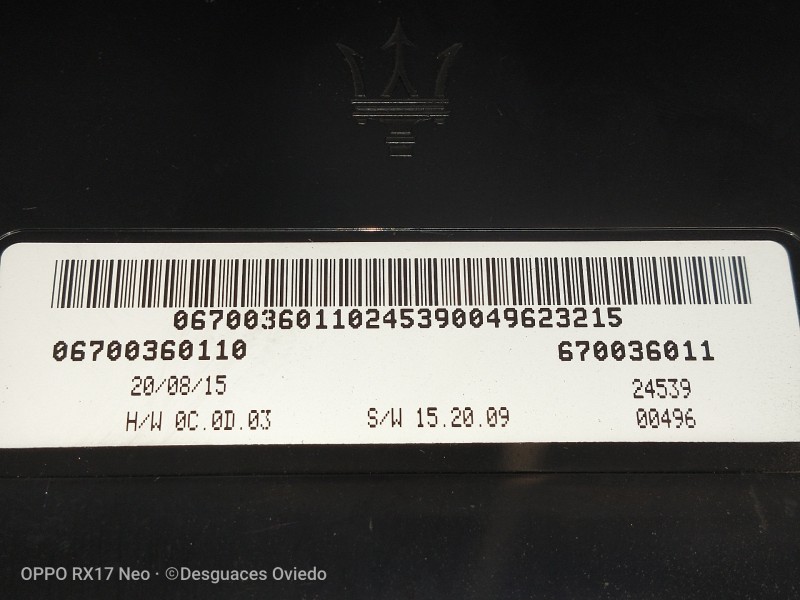 Recambio de modulo electronico para maserati ghibli diesel referencia OEM IAM 06700360110 670036011 24539
