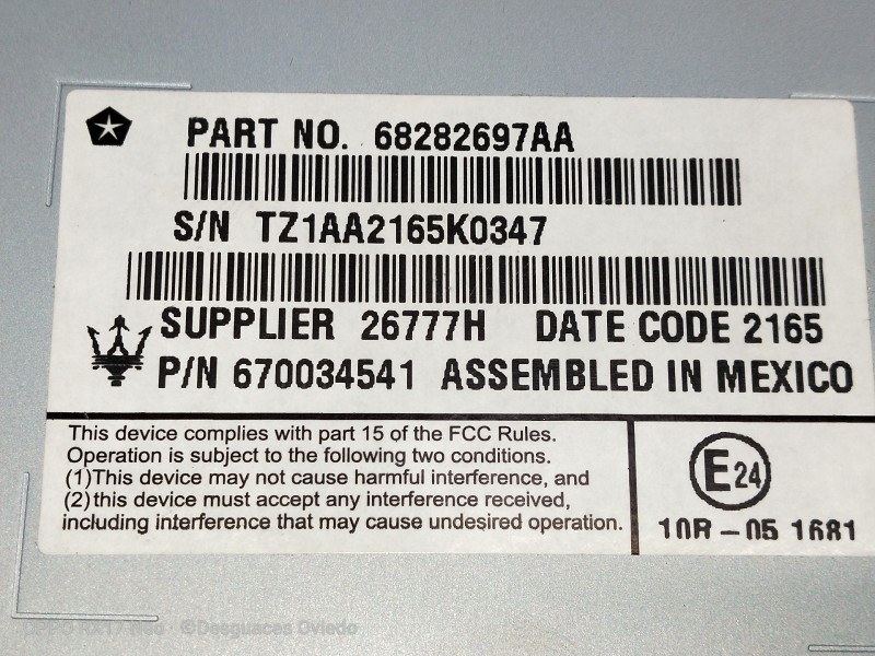 Recambio de pantalla multifuncion para maserati ghibli diesel referencia OEM IAM 68282697AA TZ1AA2165K0347 26777H