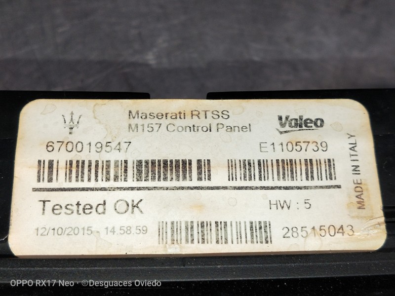Recambio de mando multifuncion para maserati ghibli diesel referencia OEM IAM 670019547 E1105739 