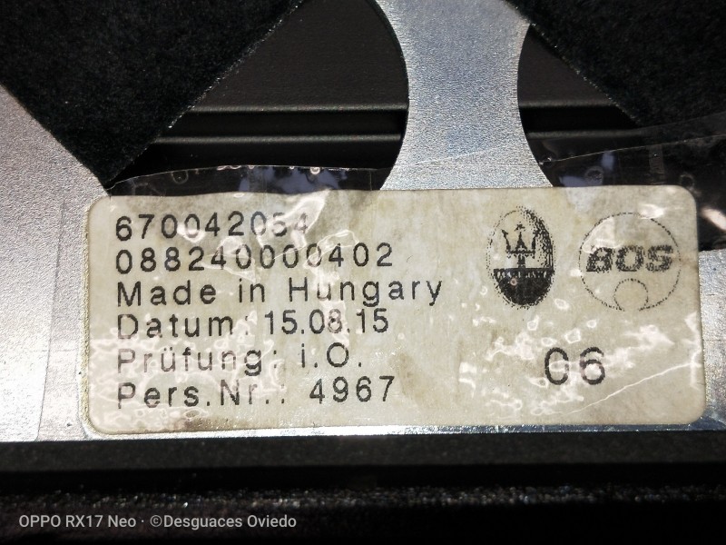 Recambio de bandeja trasera para maserati ghibli diesel referencia OEM IAM 67004254 088240000402 AUTOMÁTICO