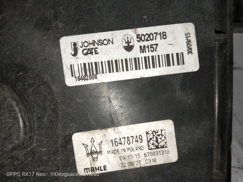 Recambio de electroventilador para maserati ghibli diesel referencia OEM IAM 5020718 16478749 