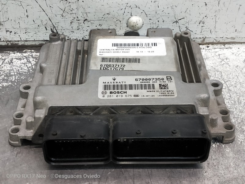 Recambio de centralita motor uce para maserati ghibli diesel referencia OEM IAM 670007350 0281019675 12630160