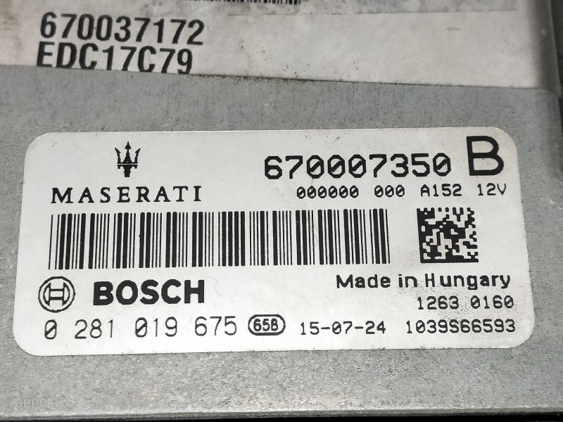 Recambio de centralita motor uce para maserati ghibli diesel referencia OEM IAM 670007350 0281019675 12630160