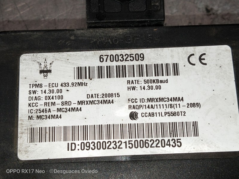Recambio de modulo electronico para maserati ghibli diesel referencia OEM IAM 670032509  