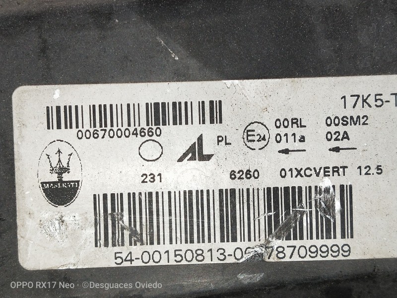 Recambio de faro izquierdo para maserati ghibli diesel referencia OEM IAM 00670004660 130732932015 XENON