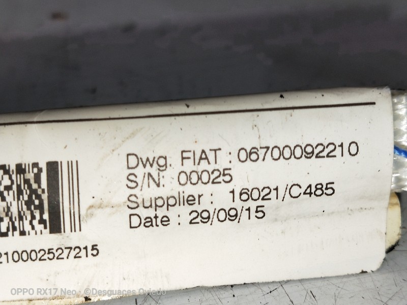 Recambio de airbag cortina delantero izquierdo para maserati ghibli diesel referencia OEM IAM 06700092210  