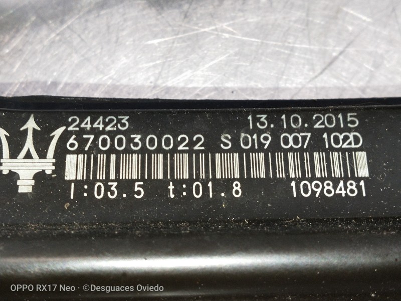 Recambio de elevalunas trasero derecho para maserati ghibli diesel referencia OEM IAM 670030022 S019007102D 5P