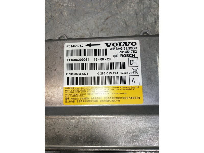 Recambio de centralita airbag para volvo xc60 kinetic 2wd referencia OEM IAM P31451752 0285013274 