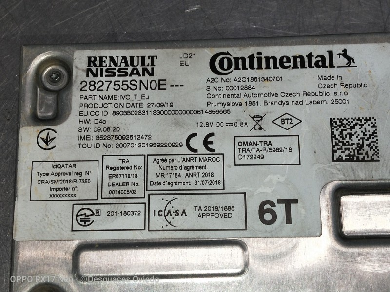 Recambio de modulo electronico para nissan leaf 2 zero edition referencia OEM IAM 282755SN0E A2C1861340701 