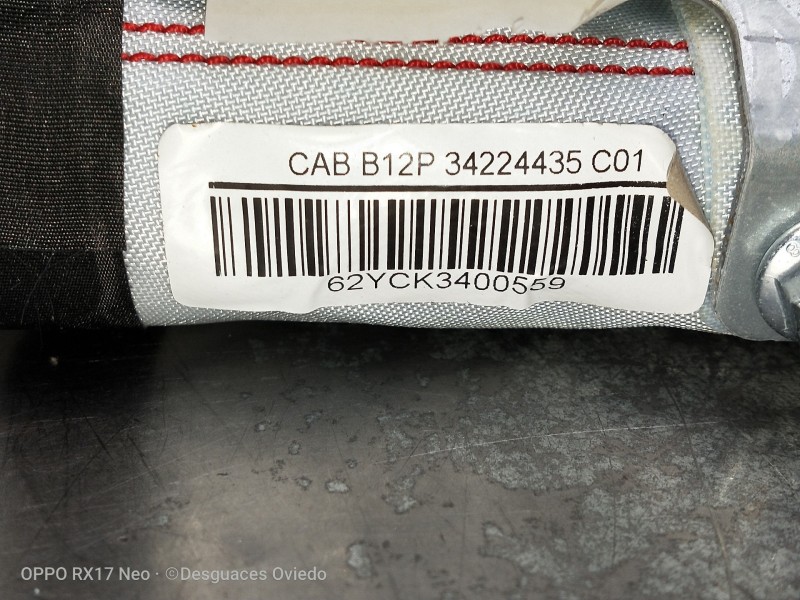 Recambio de airbag cortina delantero derecho para nissan leaf 2 zero edition referencia OEM IAM CABB12P34224435C01 62YCK3400559 