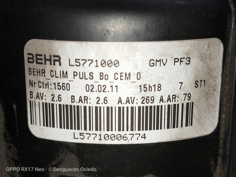 Recambio de motor calefaccion para citroen c5 berlina millenium referencia OEM IAM L5771000 GMVPF3 