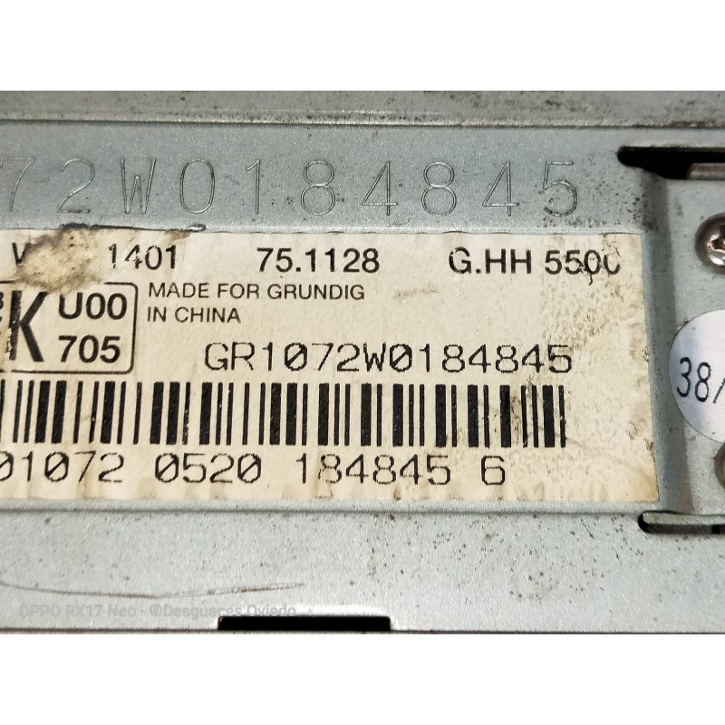 Recambio de sistema audio / radio cd para mazda 626 berlina (gf) 2.0 ditd ac referencia OEM IAM GR1072W0184845 0520 1848456