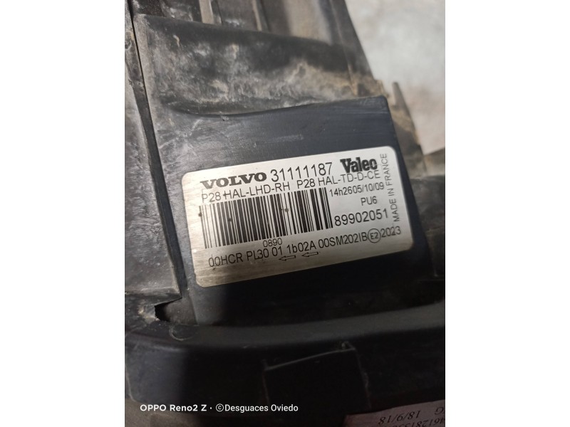 Recambio de faro derecho para volvo xc90 2.4 diesel cat referencia OEM IAM 31111187 89902051 