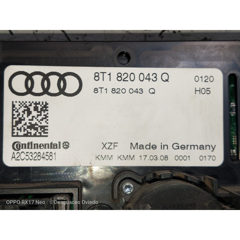 Recambio de mando calefaccion / aire acondicionado para audi a5 coupe (8t) 2.7 tdi referencia OEM IAM 8T1820043Q A2C53284581 
