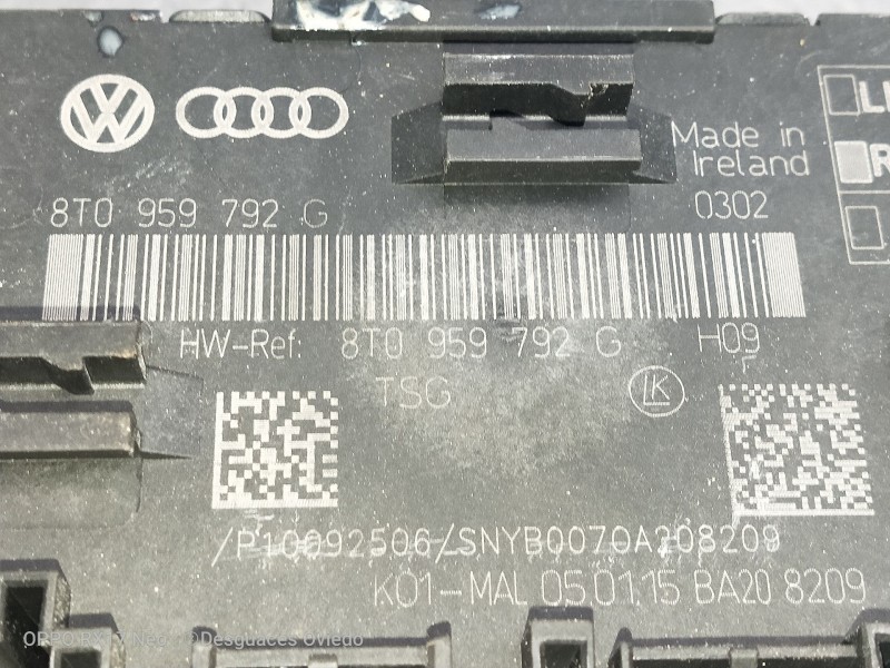Recambio de modulo electronico para audi a5 coupe (8t) 2.7 tdi referencia OEM IAM 8T0959792G DELANTERO DERECHO