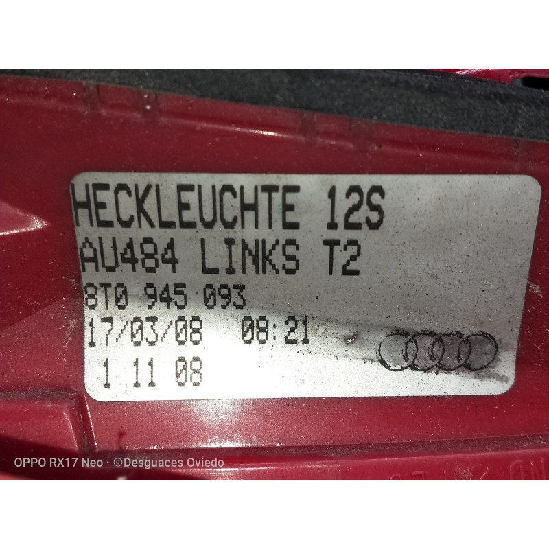 Recambio de piloto trasero izquierdo interior para audi a5 coupe (8t) 2.7 tdi referencia OEM IAM 8T0945093  