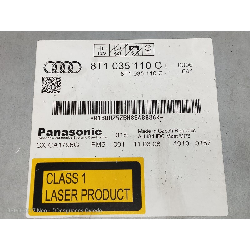 Recambio de sistema audio / radio cd para audi a5 coupe (8t) 2.7 tdi referencia OEM IAM 8T1035110C CXCA1796G 