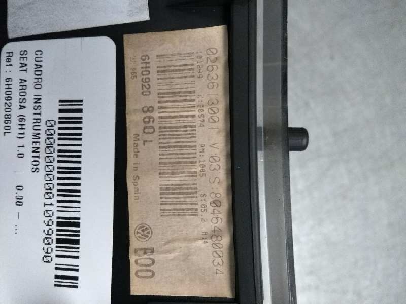 Recambio de cuadro instrumentos para seat arosa (6h1) 1.0 referencia OEM IAM 6H0920860L 0263613001 