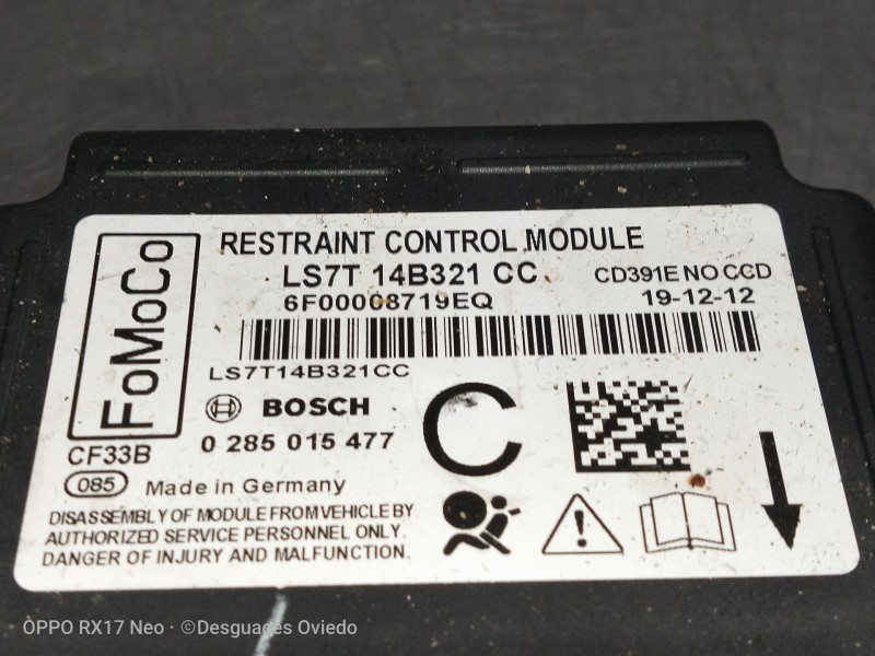 Recambio de centralita airbag para ford mondeo turn. hybrid trend referencia OEM IAM LS7T14B321CC 6F00008719EQ 0285015477