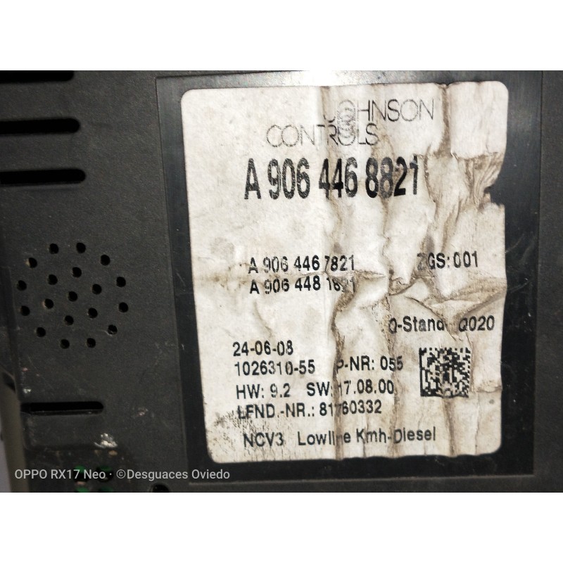 Recambio de cuadro instrumentos para mercedes sprinterii caja cerrada (desde 01.06) 210/213/216 cdi (906.611/613) referencia OEM