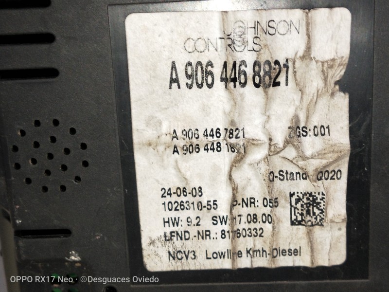 Recambio de cuadro instrumentos para mercedes sprinterii caja cerrada (desde 01.06) 210/213/216 cdi (906.611/613) referencia OEM