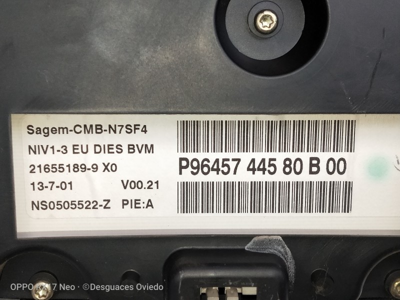 Recambio de cuadro instrumentos para citroen xsara berlina 1.9 d sx referencia OEM IAM P9645744580 216551899 