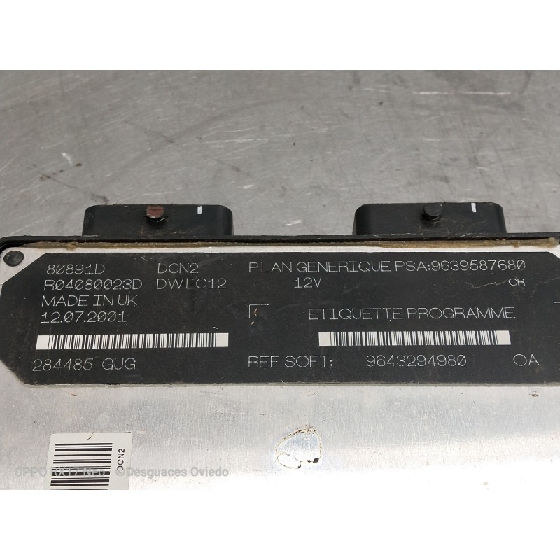 Recambio de centralita motor uce para citroen xsara berlina 1.9 d sx referencia OEM IAM 9643294980 284485GUG 9639587680