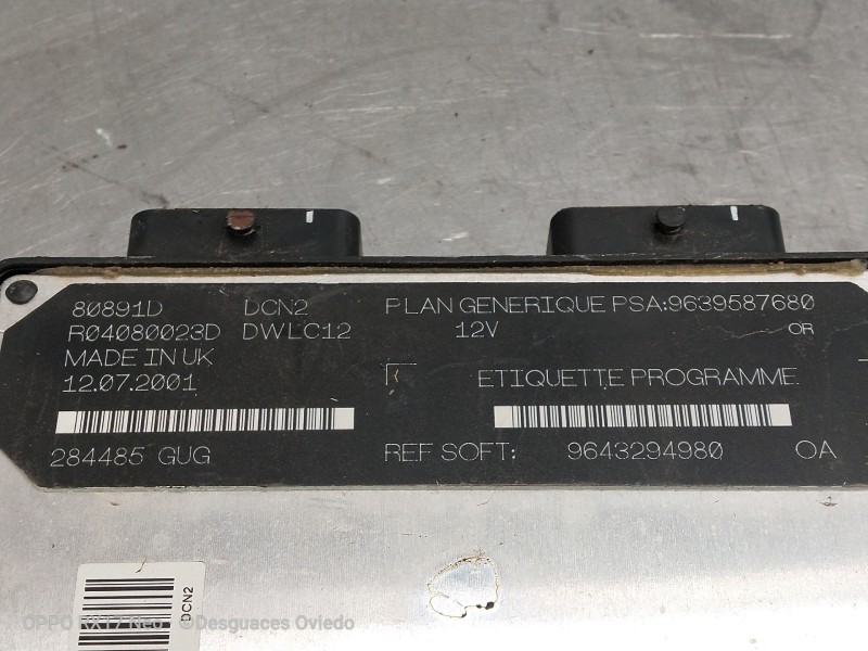 Recambio de centralita motor uce para citroen xsara berlina 1.9 d sx referencia OEM IAM 9643294980 284485GUG 9639587680