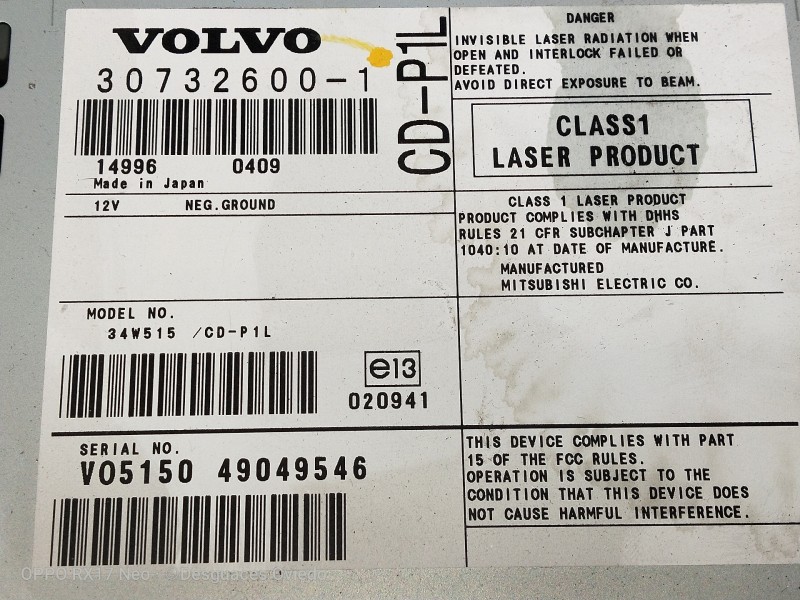 Recambio de sistema navegacion gps para volvo s40 berlina 1.8 kinetic referencia OEM IAM 30732600 V0515049049546 