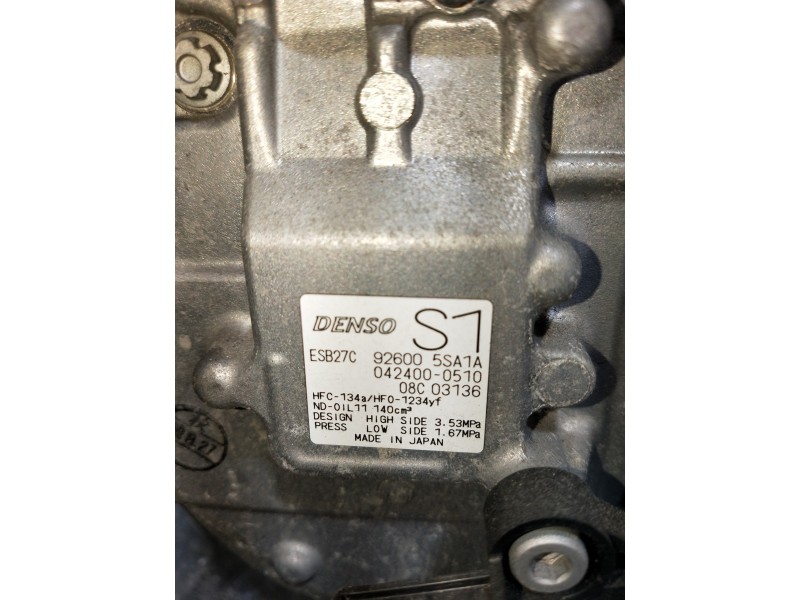 Recambio de compresor aire acondicionado para nissan leaf 2 zero edition referencia OEM IAM 926005SA1A 0424000510 