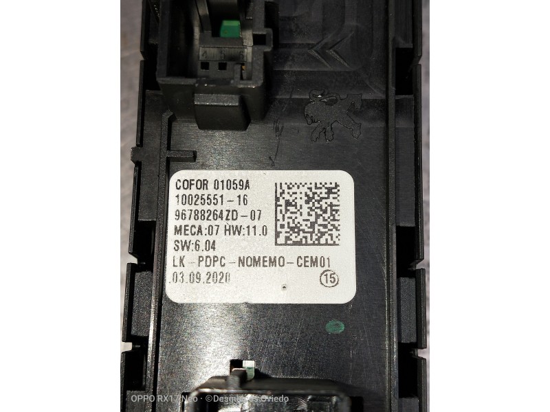 Recambio de mando elevalunas delantero izquierdo para opel mokka x referencia OEM IAM 96788264ZD07 1002555116 5P