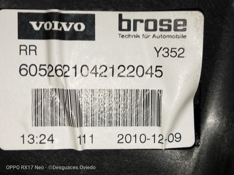 Recambio de elevalunas trasero derecho para volvo v60 kombi momentum referencia OEM IAM 6052621042122045  5P