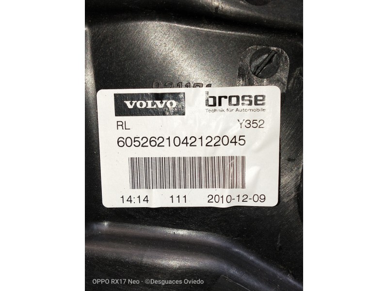 Recambio de elevalunas trasero izquierdo para volvo v60 kombi momentum referencia OEM IAM 6052621042122045  5P