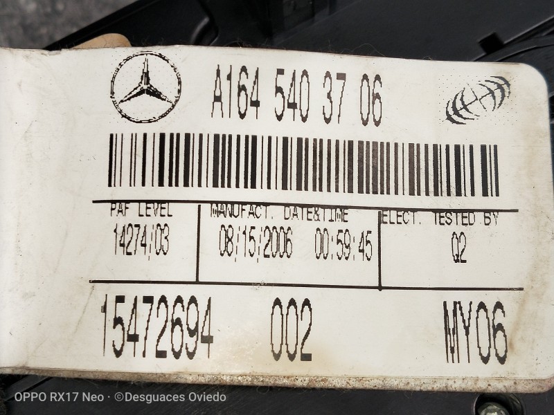 Recambio de mando multifuncion para mercedes clase m (w164) referencia OEM IAM A1645403706 15472694 EMERGENCIA