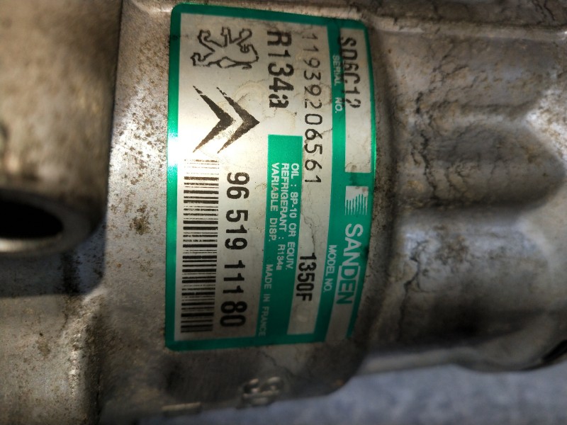 Recambio de compresor aire acondicionado para citroen c4 berlina vtr plus referencia OEM IAM SD6C121350F 9651911180 