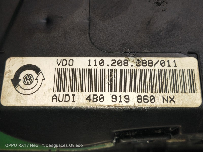 Recambio de cuadro instrumentos para audi a6 berlina (4b2) 2.5 tdi referencia OEM IAM VDO110208888011 4B0919860NX 