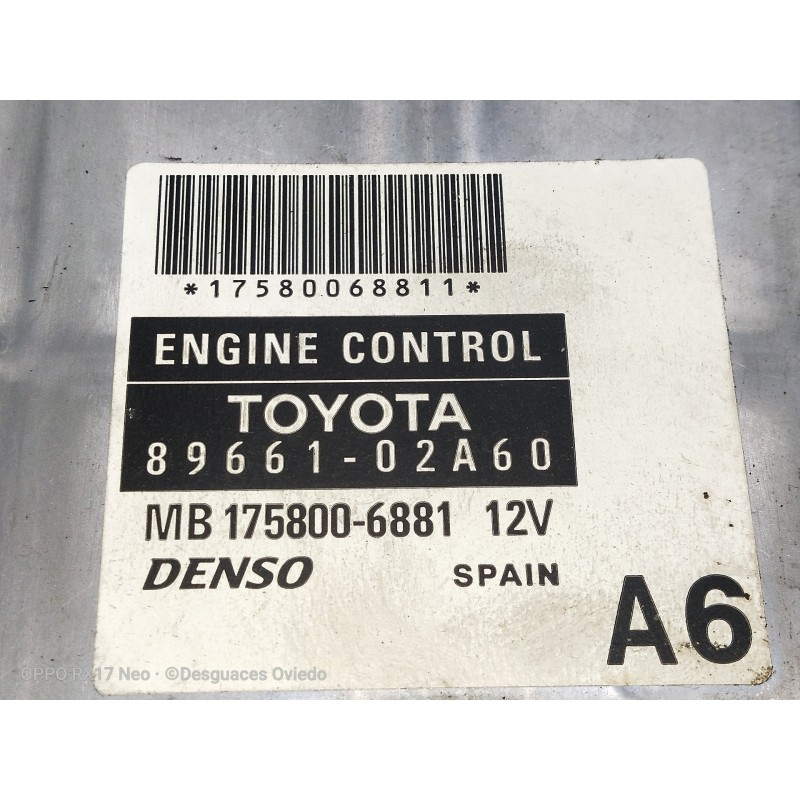 Recambio de centralita motor uce para toyota corolla (e12) 2.0 d-cat referencia OEM IAM 8966102A60 MB1758006881 