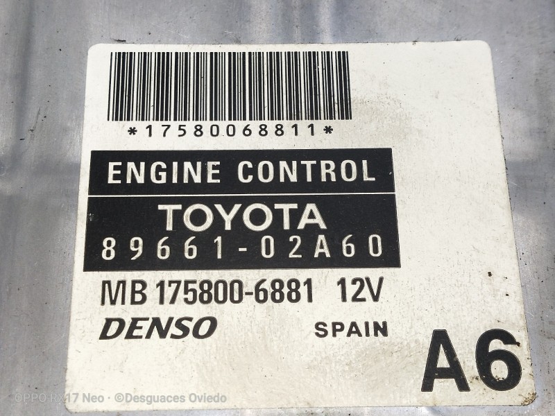 Recambio de centralita motor uce para toyota corolla (e12) 2.0 d-cat referencia OEM IAM 8966102A60 MB1758006881 