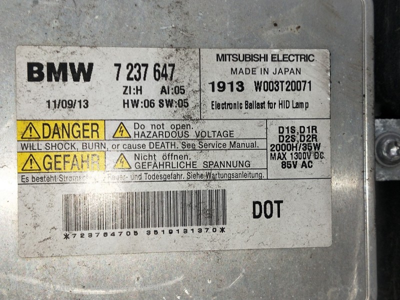 Recambio de faro izquierdo para bmw serie 5 lim. (f10) 530d xdrive referencia OEM IAM 1EL01013121AP 7237647 XENON