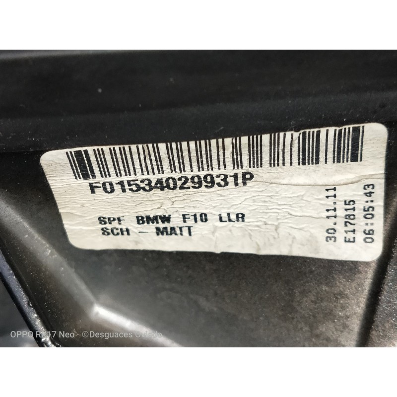 Recambio de retrovisor derecho para bmw serie 5 lim. (f10) 530d xdrive referencia OEM IAM F01534029931P ELECTRICO 1 ENCHUFE 5 PI