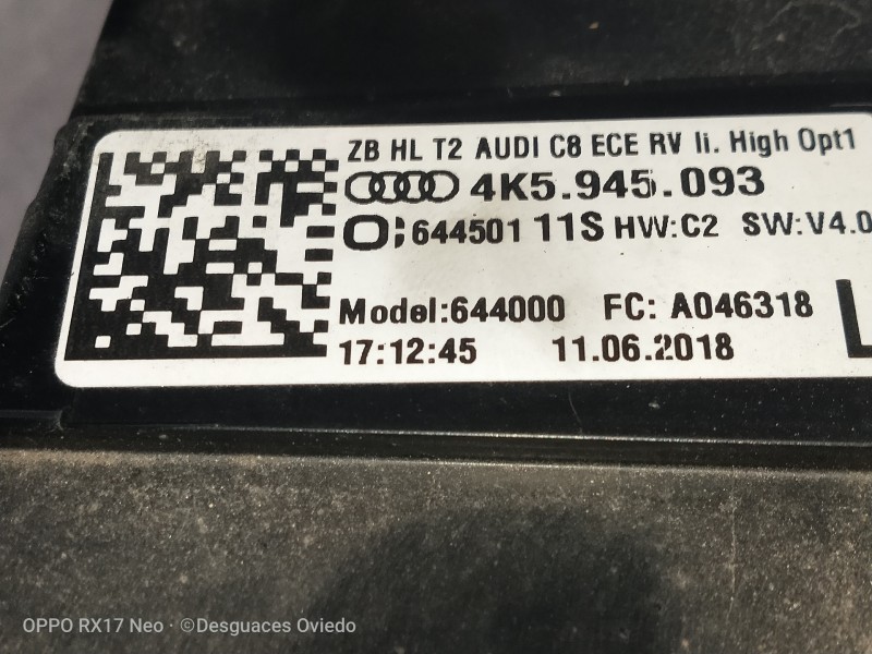 Recambio de piloto trasero izquierdo interior para audi a6 berlina (4a2) 40 tdi design referencia OEM IAM 4K5945093 64450111S 