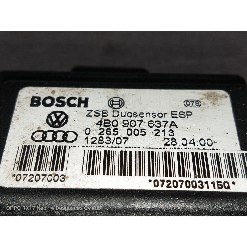Recambio de modulo electronico para audi allroad quattro (4b5) 2.5 tdi (132kw) referencia OEM IAM 4B0907637A 0265005213 