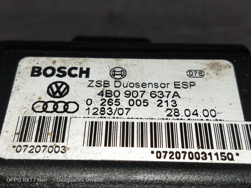 Recambio de modulo electronico para audi allroad quattro (4b5) 2.5 tdi (132kw) referencia OEM IAM 4B0907637A 0265005213 